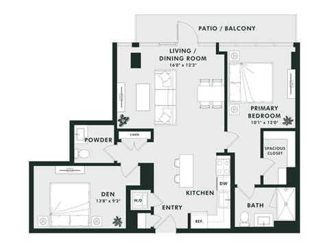 A black and white image of a house floor plan.